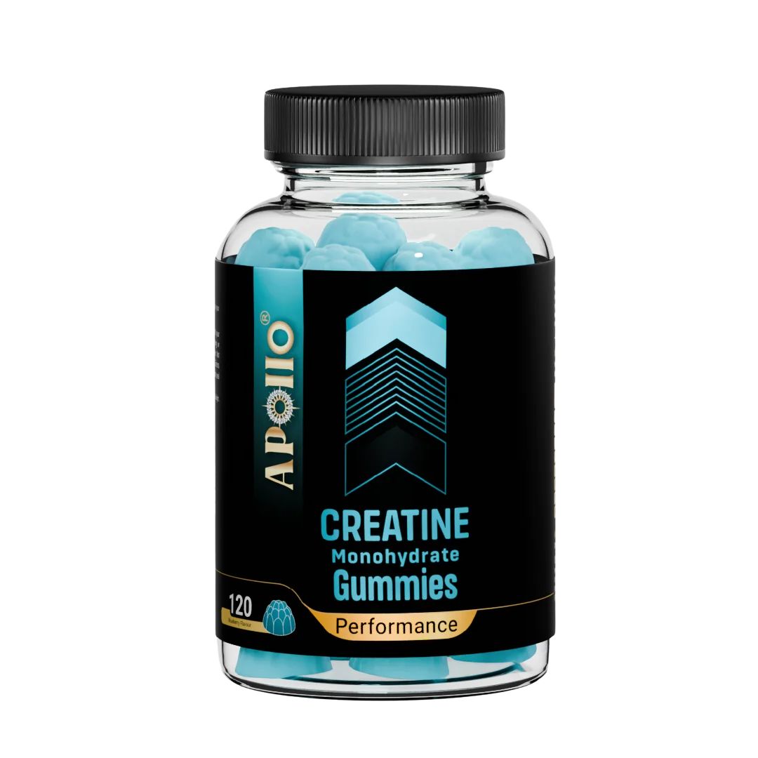 Apollo Creatine Monohydrate Gummies 120 pack blueberry flavour for muscle strength energy performance supplement Australia