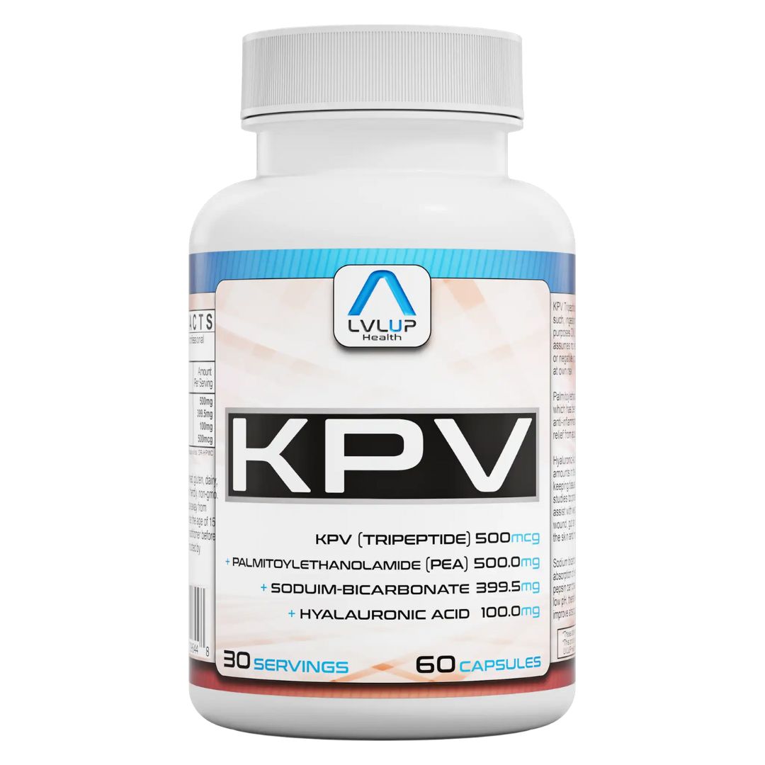 LVLUP Health KPV peptide supplement capsules with PEA and hyaluronic acid for immune and gut support, available from Nutrition Capital Australia