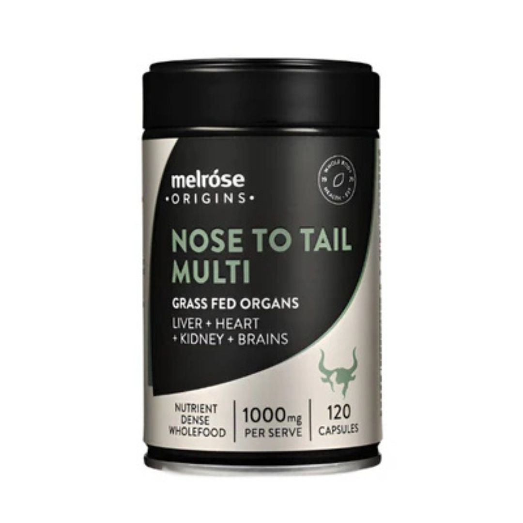 Grass-fed beef organ supplement – Elrose Origins Nose to Tail Multi capsules for whole-food nutrient support from Nutrition Capital