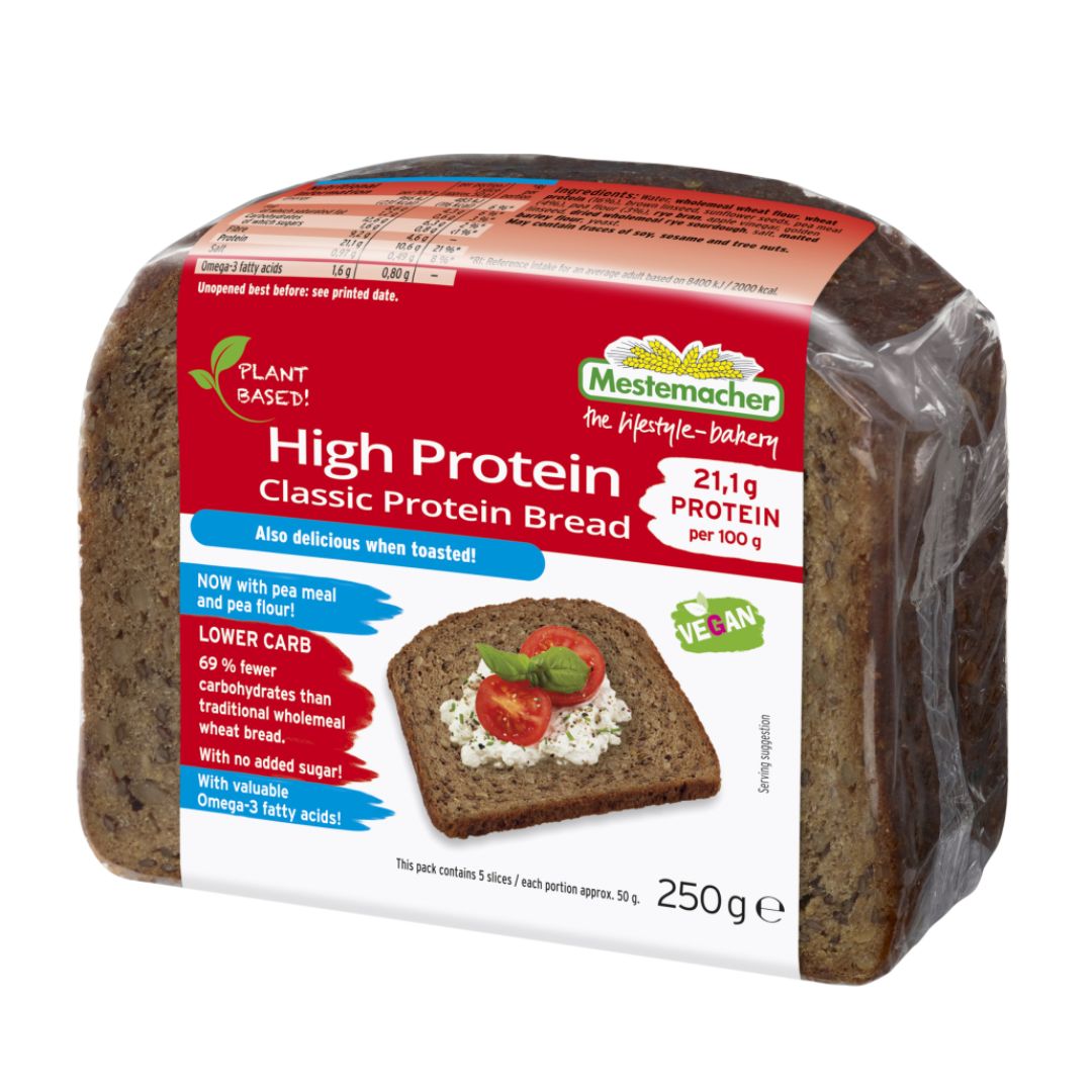 Mestemacher Low carb high protein sliced bread pack ready to eat German baked bread 3.8g carbs per serve Nutrition Capital