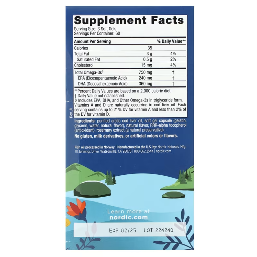 Nordic Naturals Arctic Cod Liver Oil Capsules - Nutrition Capital