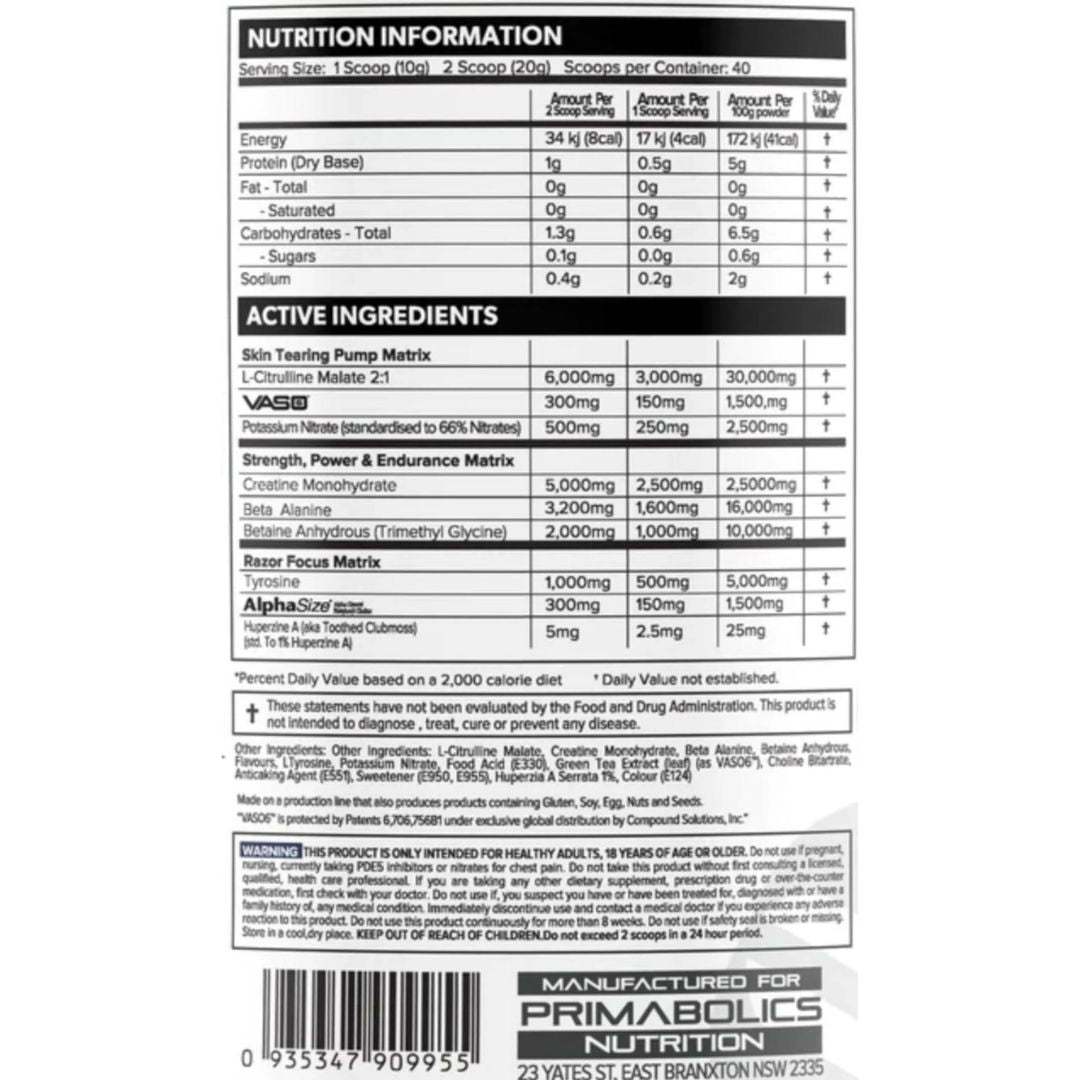 Primabolics Grind Non-stim Pre-workout - Nutrition Capital