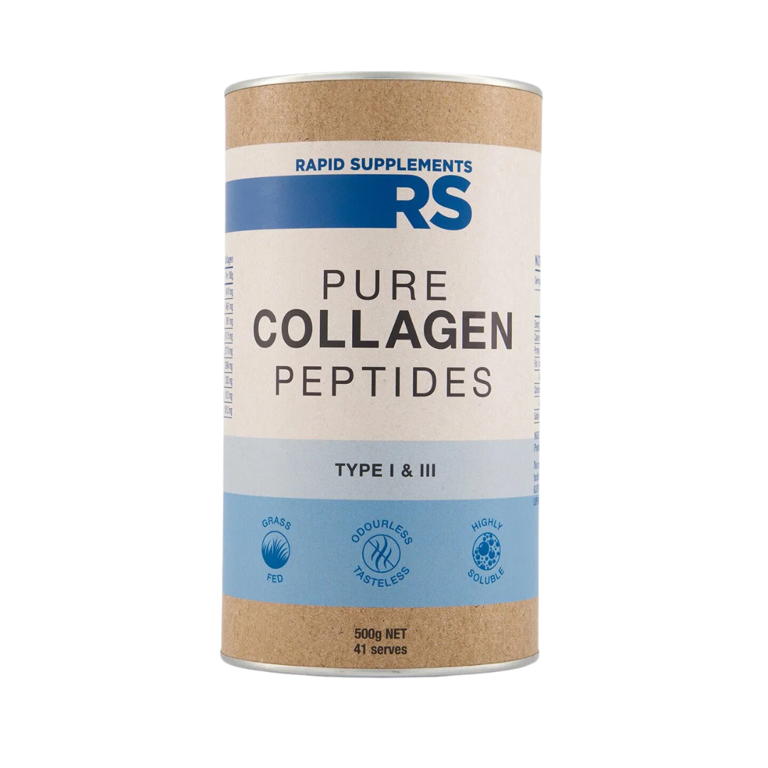 Rapid Collagen Pure Collagen Peptides tub with grass-fed Type I & III hydrolysed collagen – Available in Australia with fast delivery.