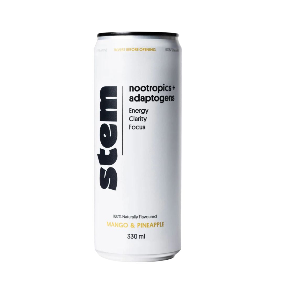 Stem clean energy drink can featuring natural caffeine, nootropics and adaptogens for balanced energy support – Nutrition Capital product image.