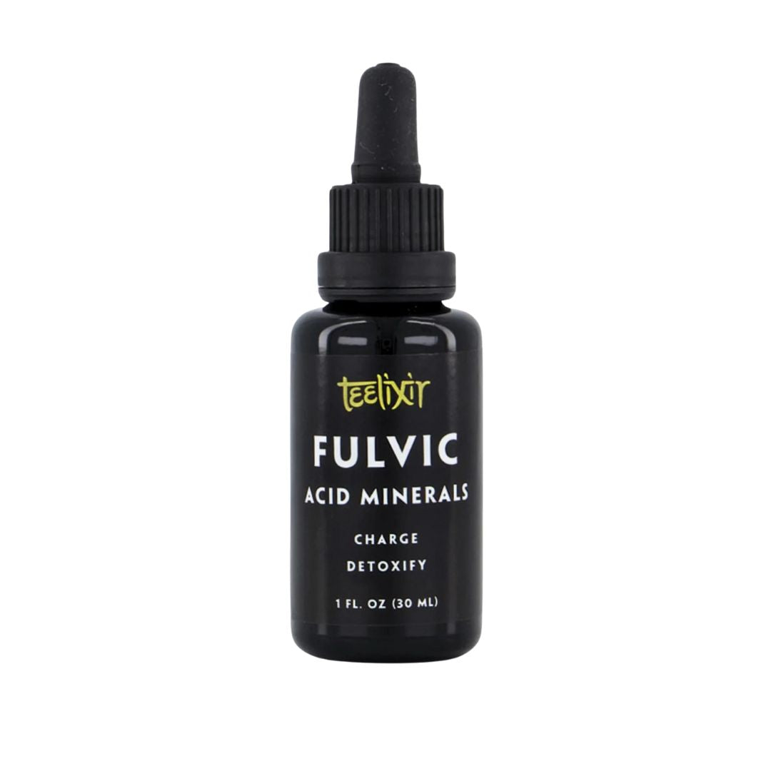 Fulvic acid minerals food ingredient in dropper bottle—neutral flavour, purified humic substances, Teelixir product at Nutrition Capital.