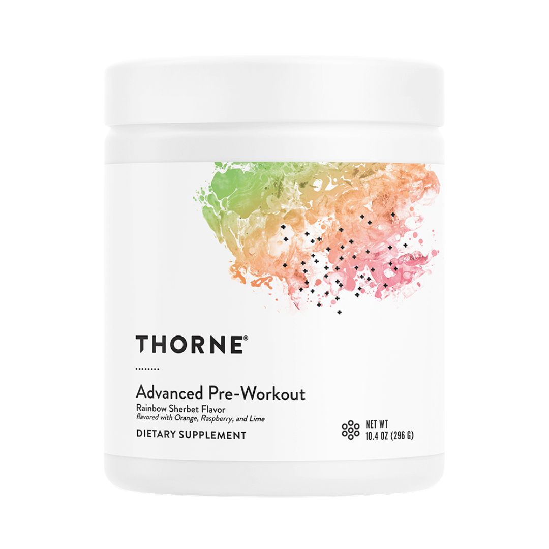 Thorne Advanced Pre-Workout powder rainbow sherbet flavour supplement for energy focus endurance NSF Certified Sport Australia