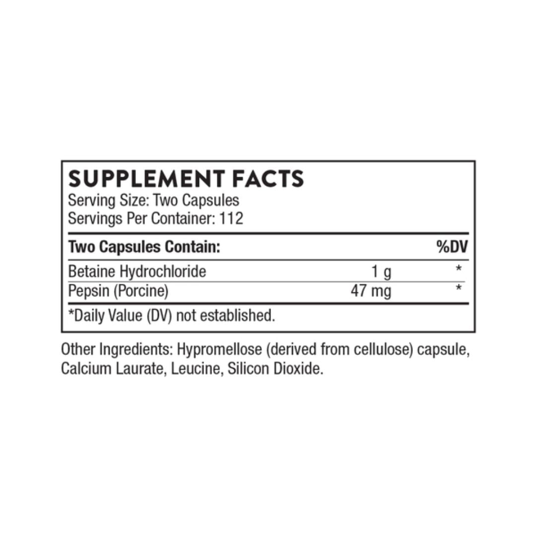 Thorne Betaine HCL & Pepsin - Nutrition Capital