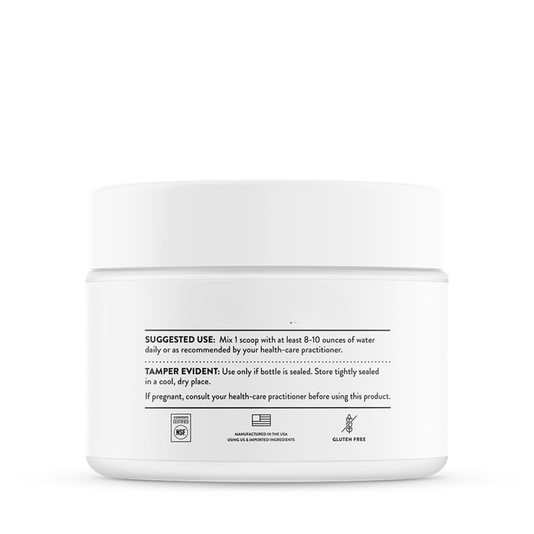 Thorne Magnesium Citrate Powder Citrus Berry container providing 250mg elemental magnesium per serving in a fast-dissolving powder format.