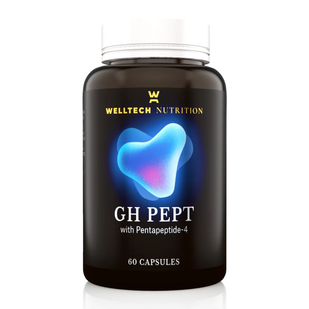 Welltech Nutrition GH Pept supplement bottle on a white background