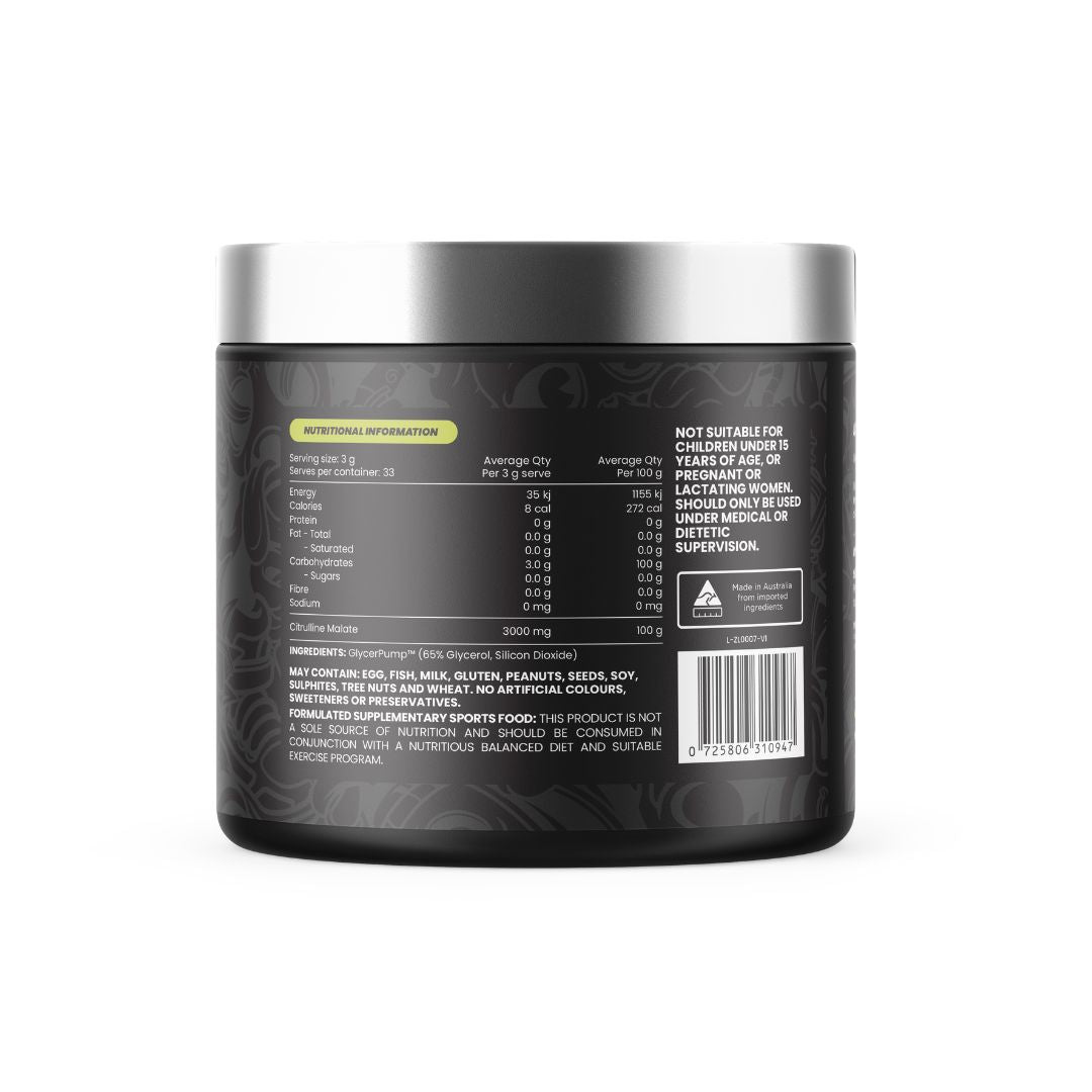 Zombie Labs Glycerol powder – pharmaceutical-grade Australian-made supplement supporting hydration, muscle pumps, and workout endurance.