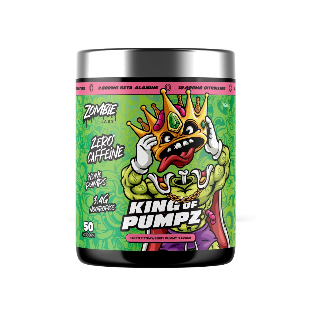 Zombie Labs King of Pumpz non-stim pre workout pump formula with 10g citrulline, creatine and beta alanine available at Nutrition Capital Victoria