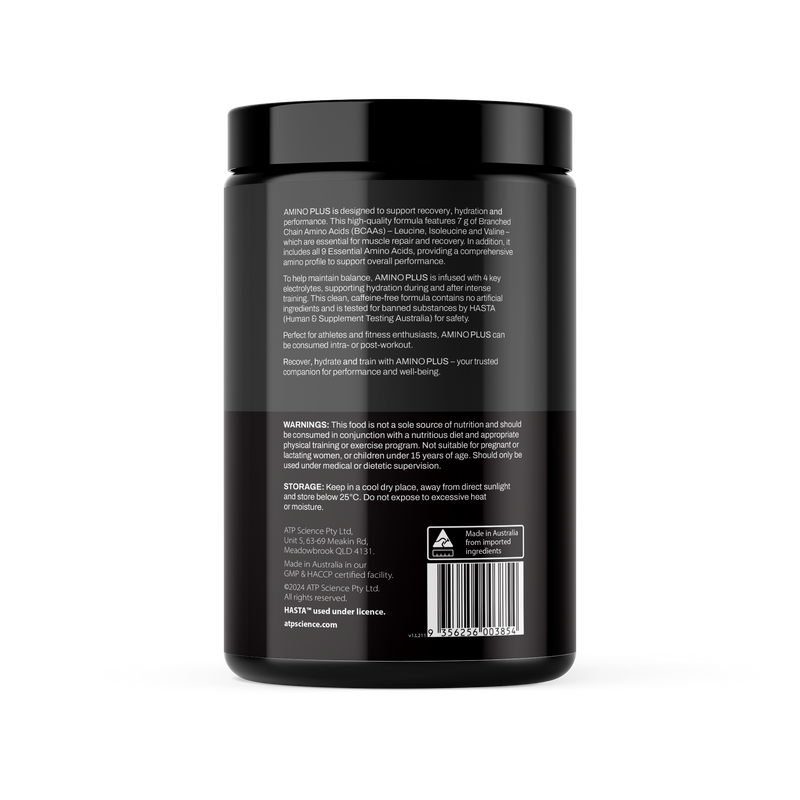 TP Science Amino+ supports muscle recovery, hydration, and lean growth with all 9 EAAs and 7g BCAAs. HASTA certified. Fast shipping Australia wide.
