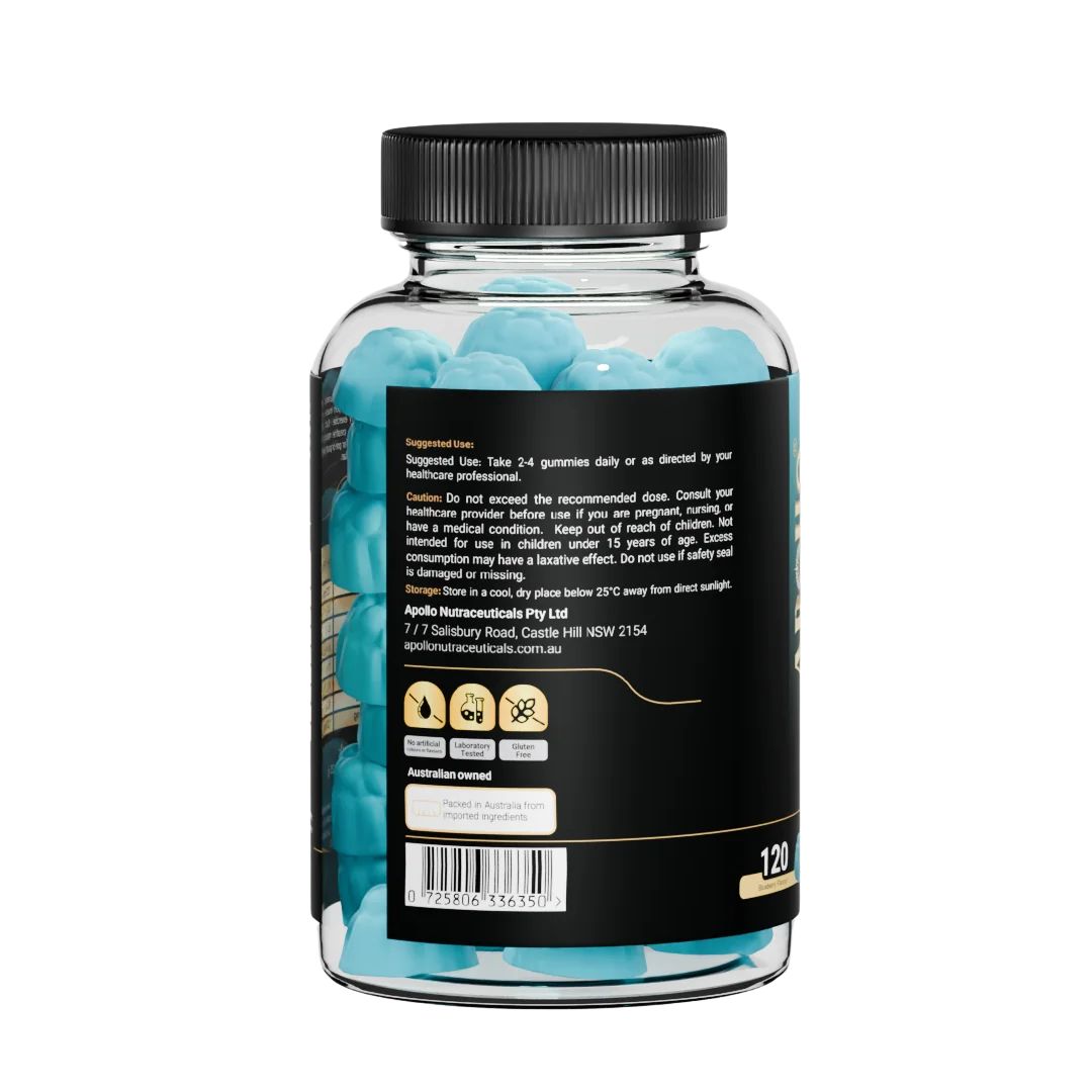 Apollo Creatine Monohydrate Gummies 120 pack blueberry flavour for muscle strength energy performance supplement Australia
