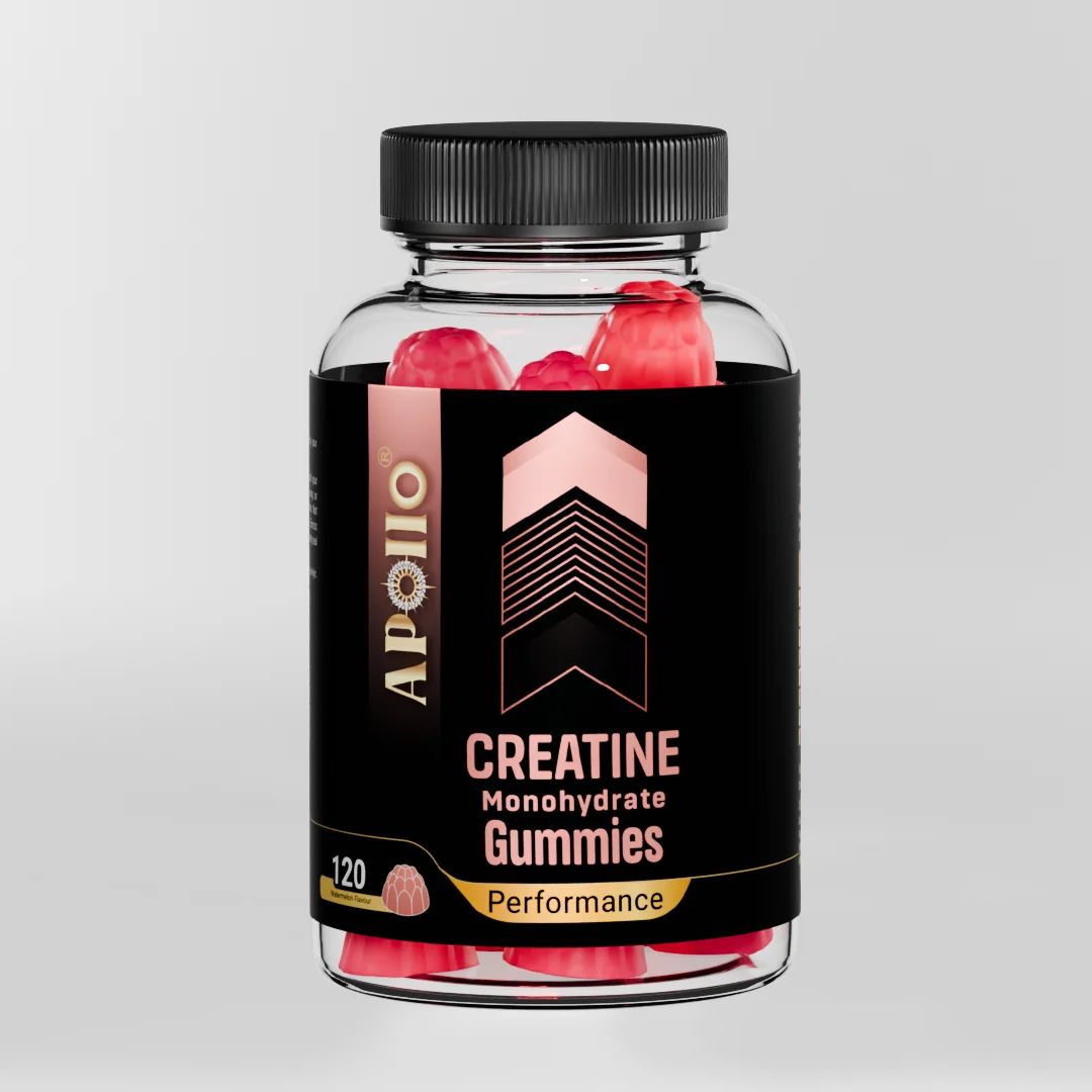 Apollo Creatine Monohydrate Gummies 120 pack blueberry flavour for muscle strength energy performance supplement Australia