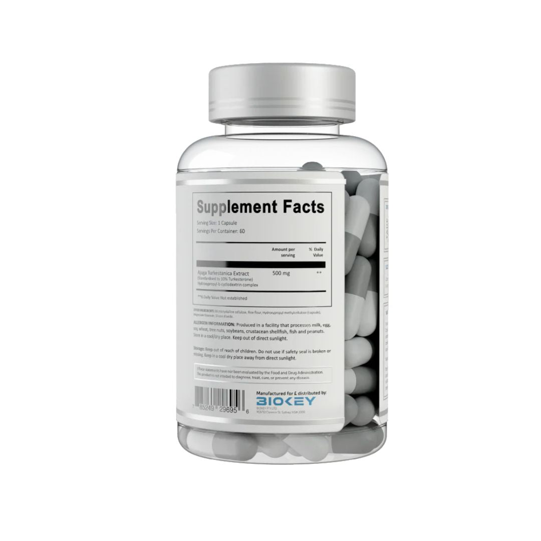 BIOKEY Turkesterone supplement bottle – natural ecdysteroid for muscle support, metabolism, and performance from Nutrition Capital Australia.