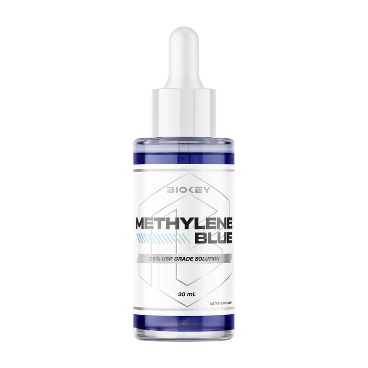 BIOKEY Methylene Blue 1.5% USP grade dropper bottle – brain support, focus, and mitochondrial energy – Available in Australia with fast delivery.