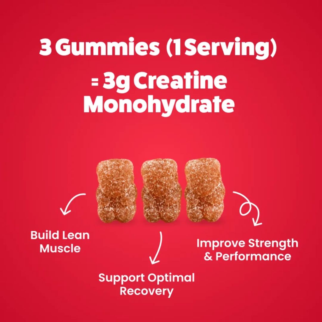EHP Labs OxyShred Creatine Gummies 90-count tub with 3g creatine monohydrate per serve and zero added sugar