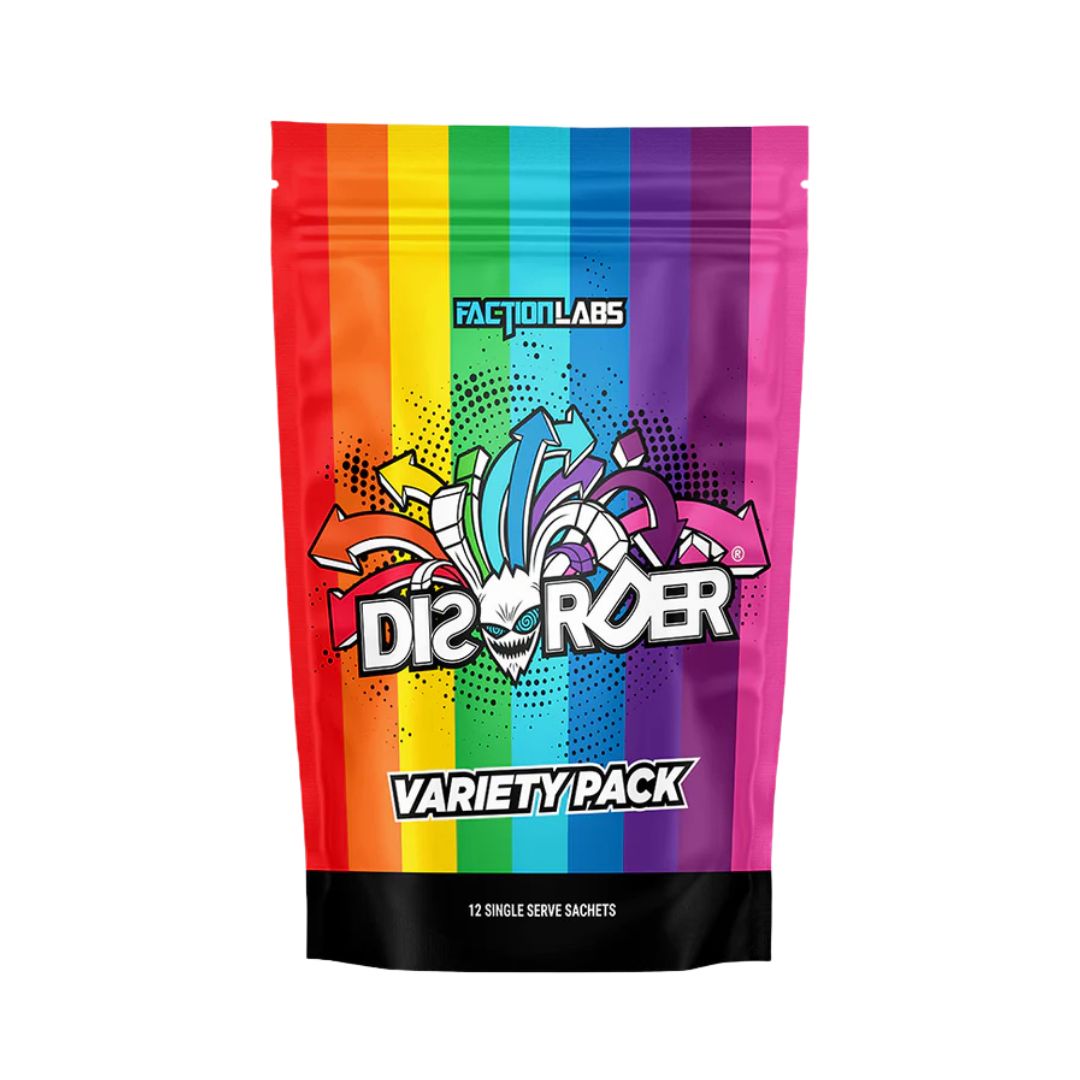 Disorder Pre-Workout Variety Sample Pack – 12 flavour high-stim energy and focus pre-workout from Nutrition Capital Australia