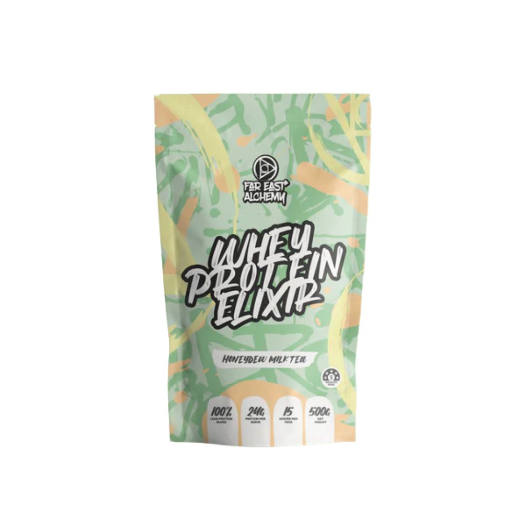 Far East Alchemy Whey Protein powder in Asian-inspired milk tea flavours made with premium Australian grass-fed whey protein and added lactase enzymes.