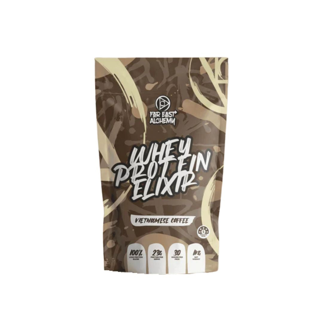 Far East Alchemy Whey Protein powder in Asian-inspired milk tea flavours made with premium Australian grass-fed whey protein and added lactase enzymes.