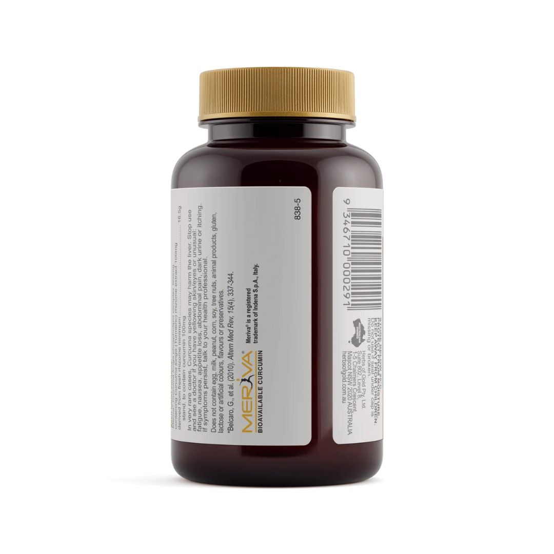 Herbs of Gold Bio Curcumin 5400 bottle – Meriva® curcumin supplement for joint health, inflammation support, and antioxidant protection – Fast Australia delivery.