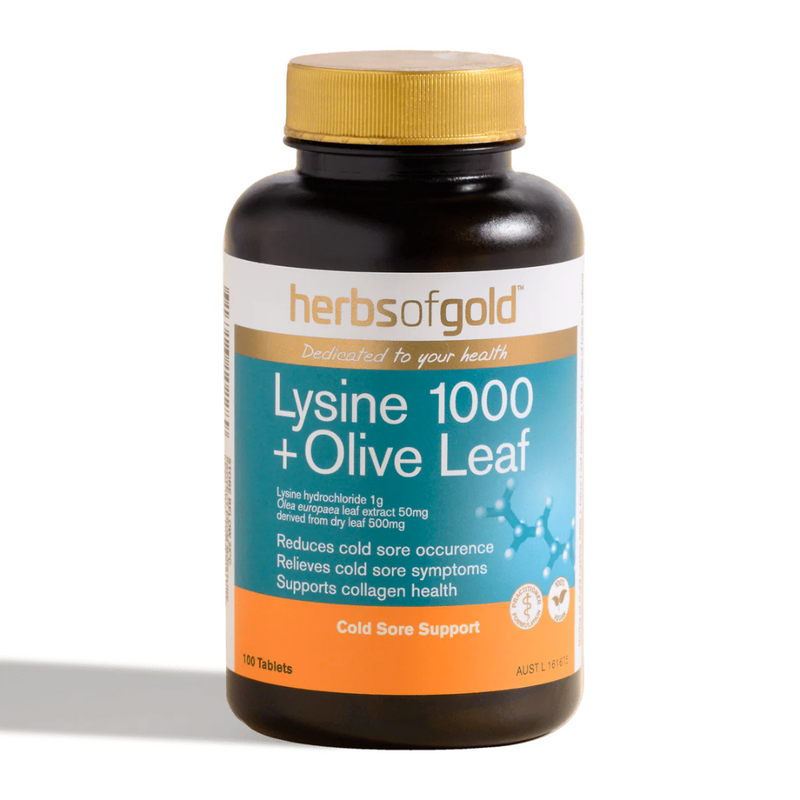 Herbs Of Gold Lysine 1000 + Olive Leaf - Nutrition Capital