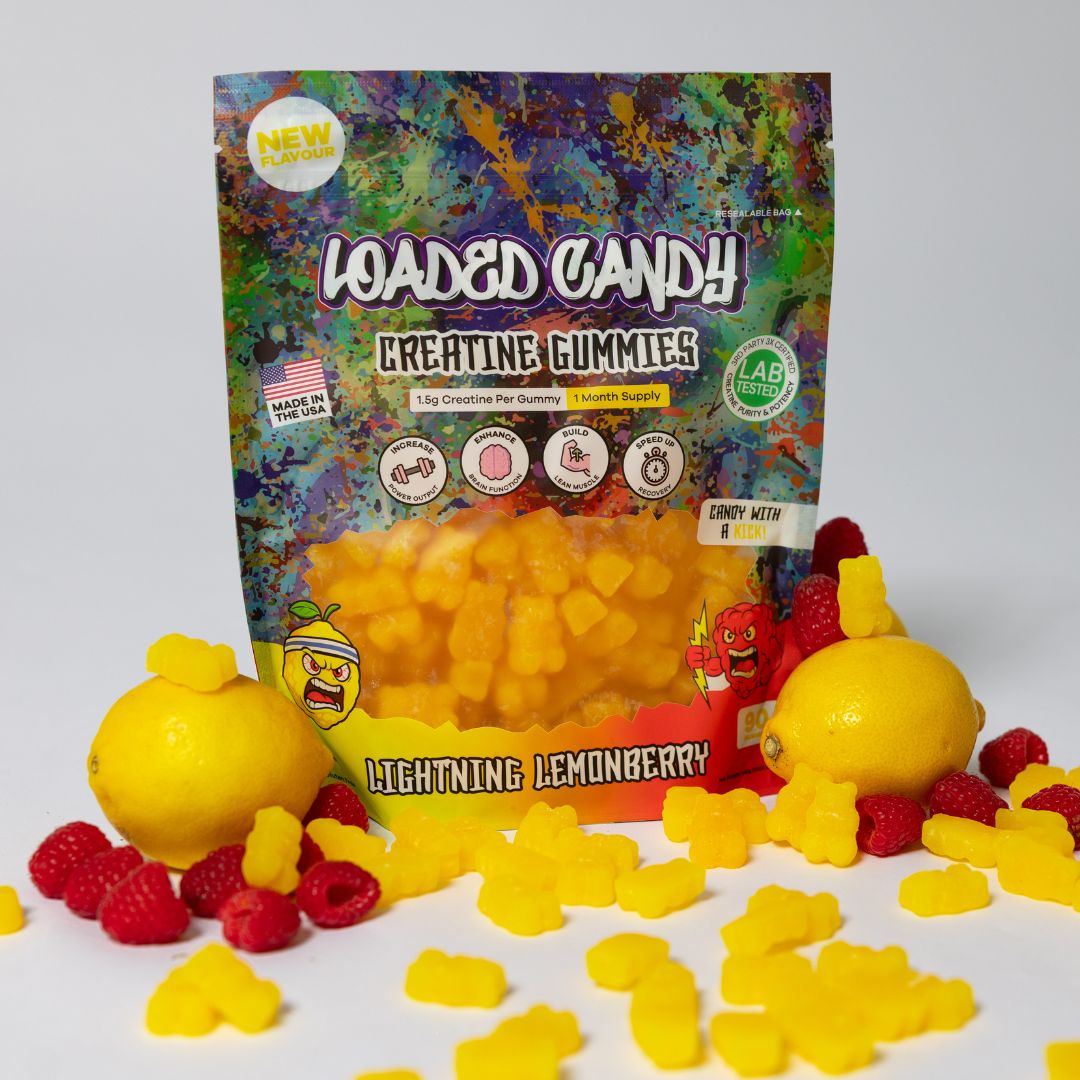 Loaded Candy creatine gummies supplement with 4.5g creatine monohydrate, chewable sports nutrition for performance and convenience