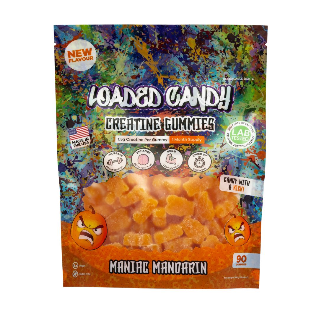 Loaded Candy creatine gummies supplement with 4.5g creatine monohydrate, chewable sports nutrition for performance and convenience