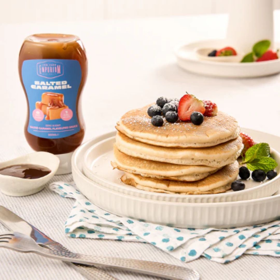 Low Carb Emporium chocolate and salted caramel no added sugar sweet sauces for low carb desserts and keto friendly treats