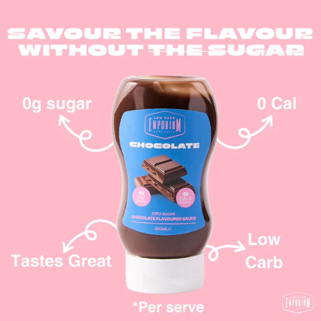 Low Carb Emporium chocolate and salted caramel no added sugar sweet sauces for low carb desserts and keto friendly treats