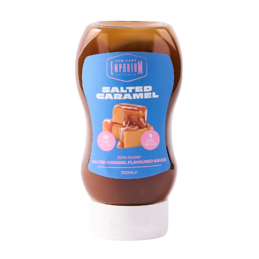 Low Carb Emporium chocolate and salted caramel no added sugar sweet sauces for low carb desserts and keto friendly treats