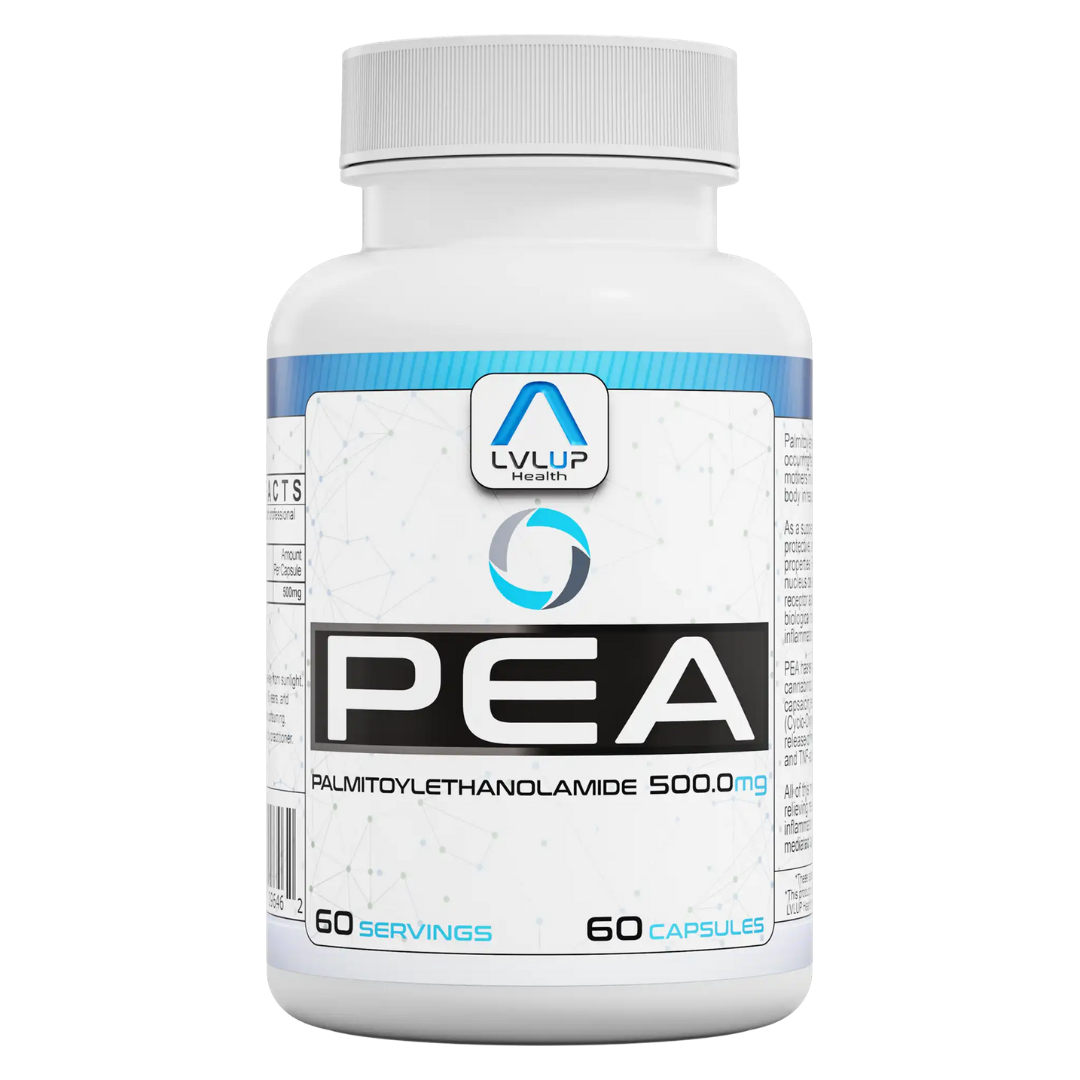 LVLUP Health PEA 500mg micronised palmitoylethanolamide capsules for neurobalance and comfort support from Nutrition Capital Australia