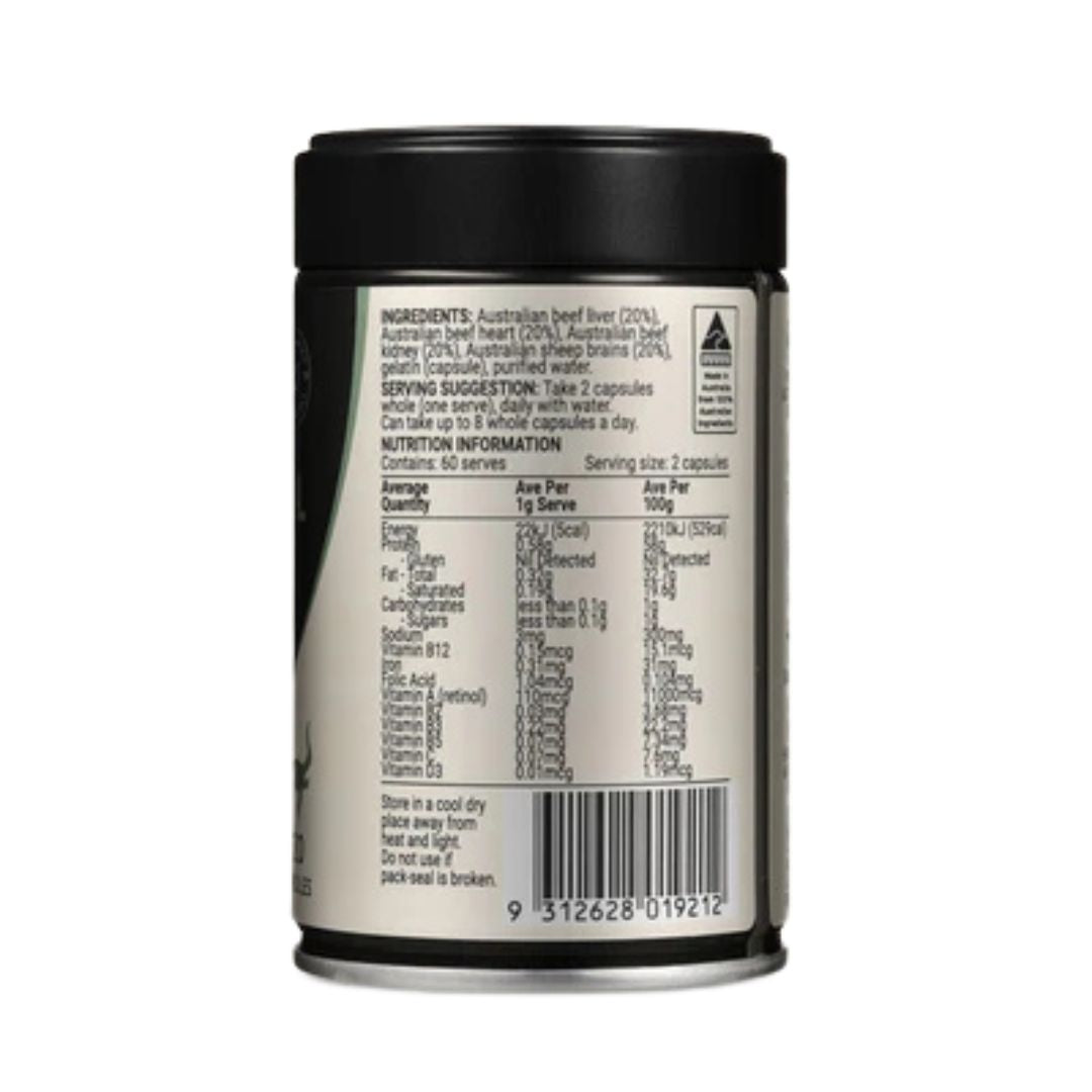 Grass-fed beef organ supplement – Elrose Origins Nose to Tail Multi capsules for whole-food nutrient support from Nutrition Capital