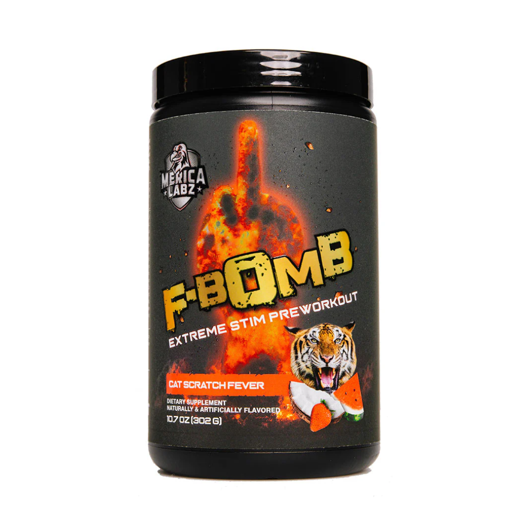 Merica Labz F-Bomb pre-workout – Nitrosigine, CognatiQ, FitNox high-stim formula for energy, pump, and focus
