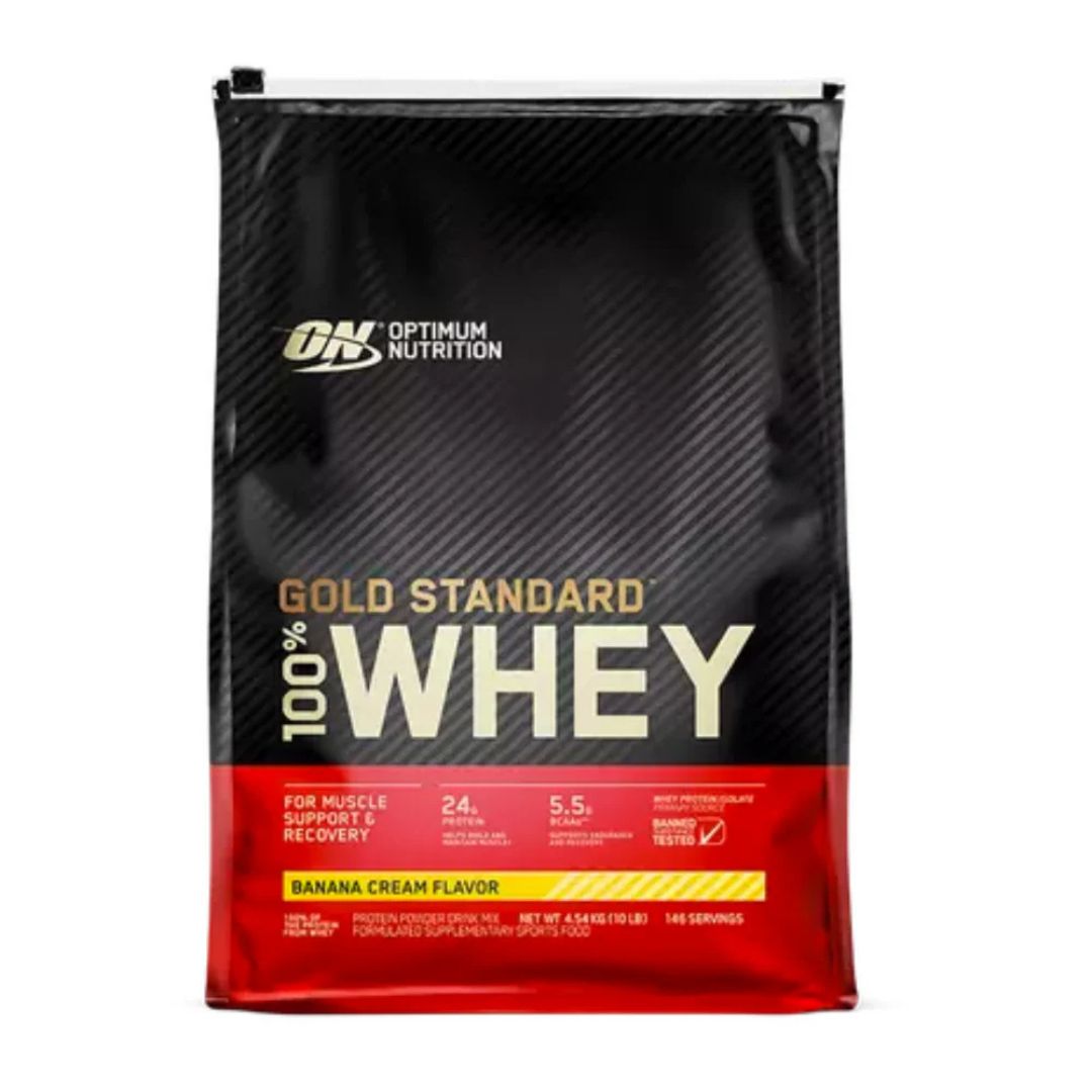 Optimum Nutrition Gold Standard 100% Whey Protein powder tub – premium whey isolate supplement for muscle recovery and growth, available from Nutrition Capital.