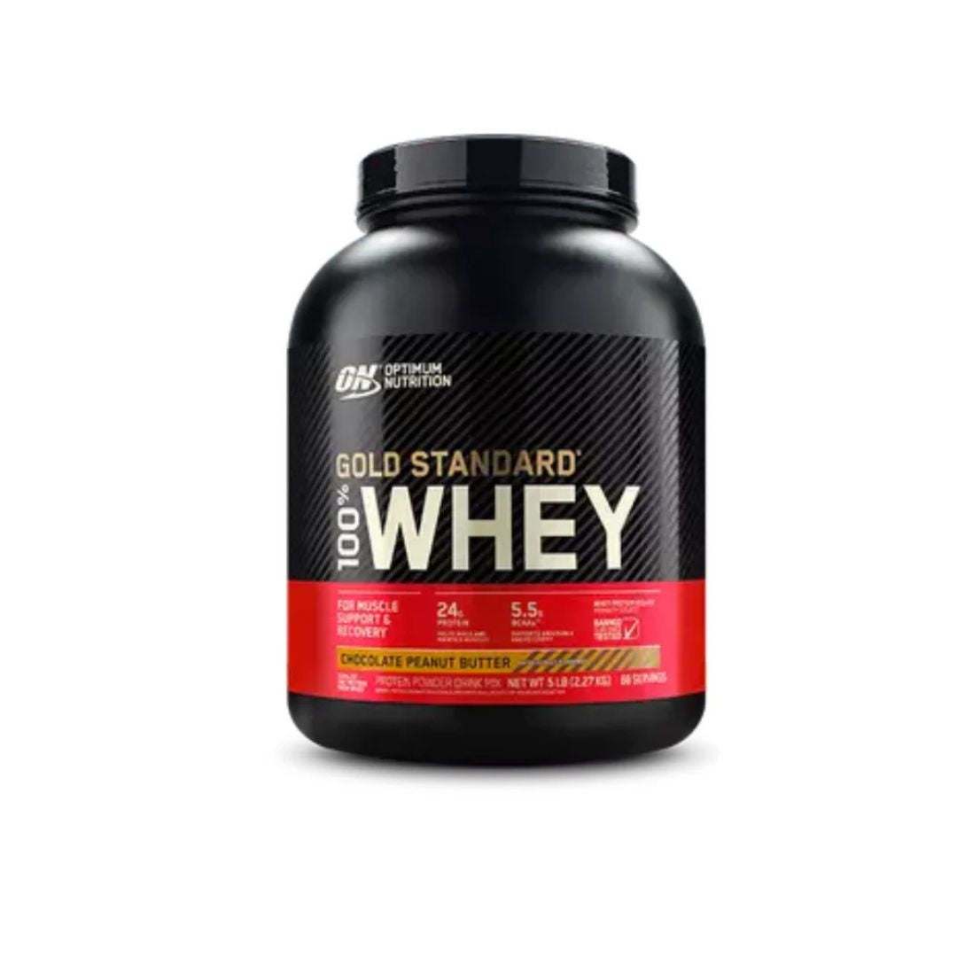 Optimum Nutrition Gold Standard 100% Whey Protein powder tub – premium whey isolate supplement for muscle recovery and growth, available from Nutrition Capital.