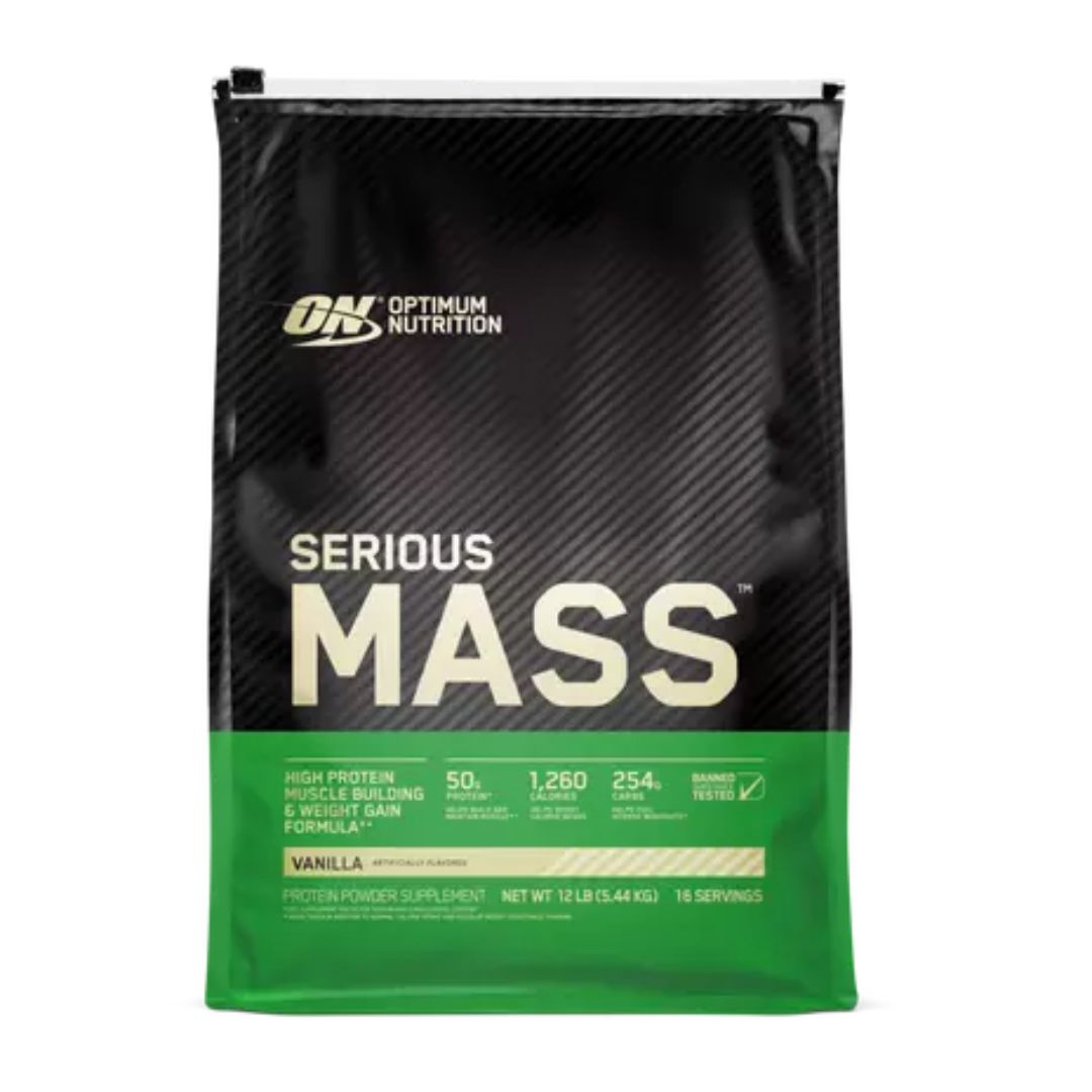 Optimum Nutrition Serious Mass weight gainer supplement – high-calorie protein powder for muscle growth, available at Nutrition Capital Australia