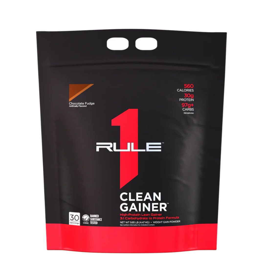 Rule 1 Clean Gainer protein powder – premium lean mass gainer supplement with 30g protein and 560 calories per serve from Nutrition Capital Australia