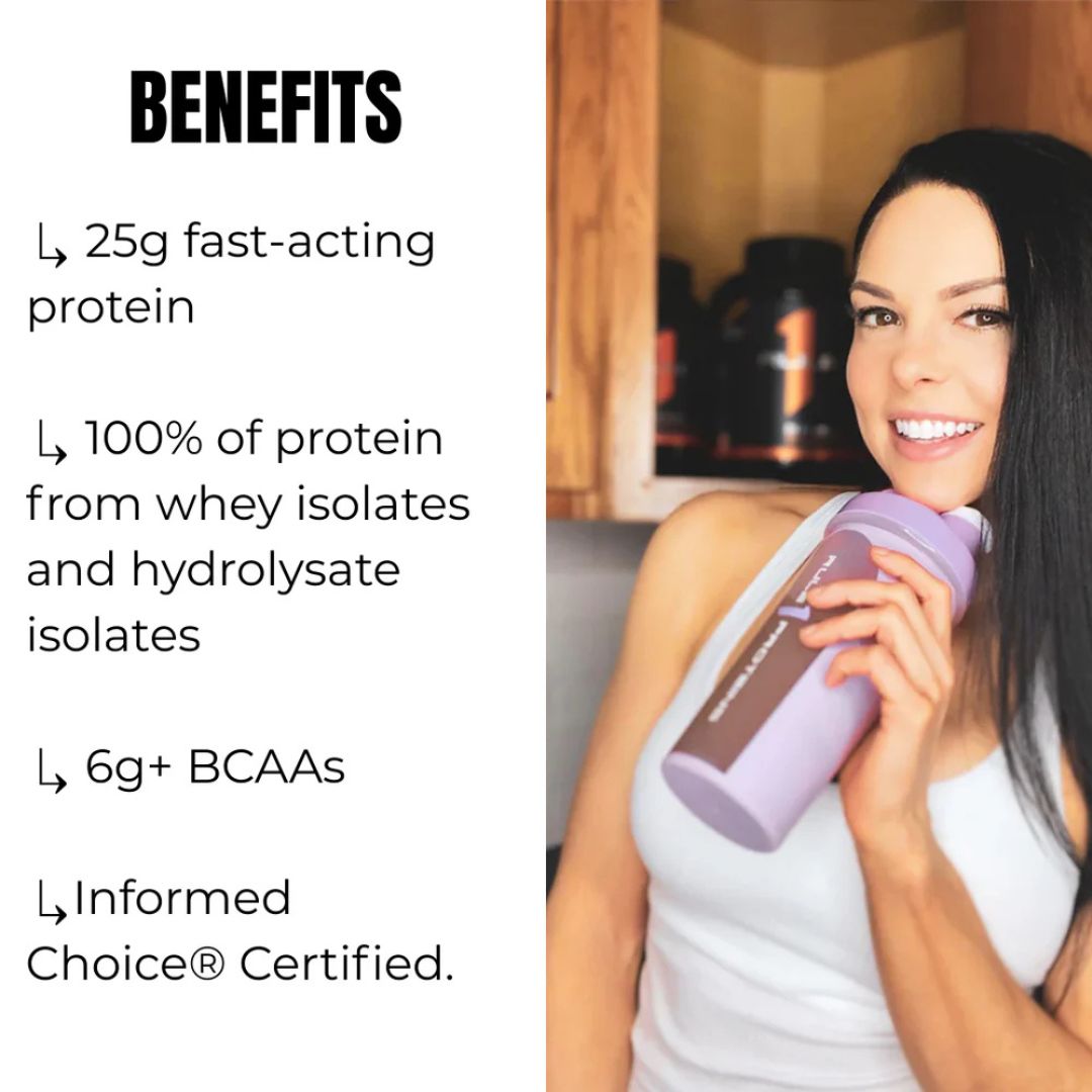 Rule1 Whey Protein Isolate (WPI) – premium low-carb protein powder for lean muscle and fast recovery, available at Nutrition Capital.