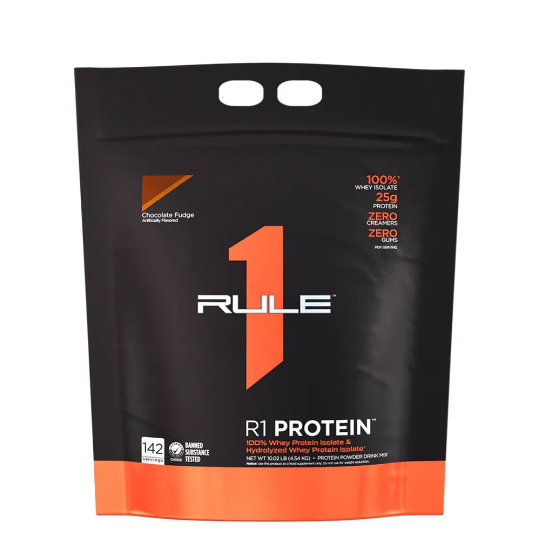Rule1 Whey Protein Isolate (WPI) – premium low-carb protein powder for lean muscle and fast recovery, available at Nutrition Capital.