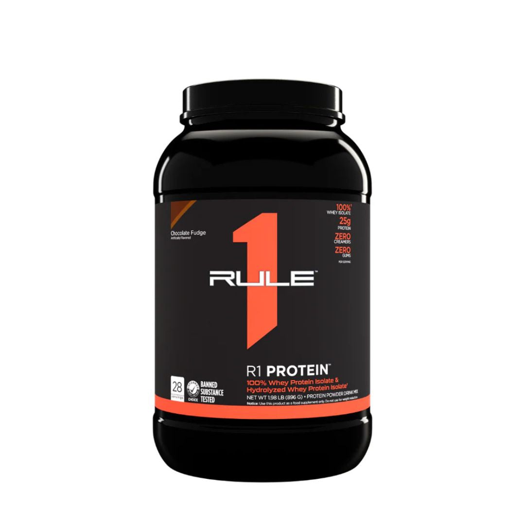 Rule1 Whey Protein Isolate (WPI) – premium low-carb protein powder for lean muscle and fast recovery, available at Nutrition Capital.