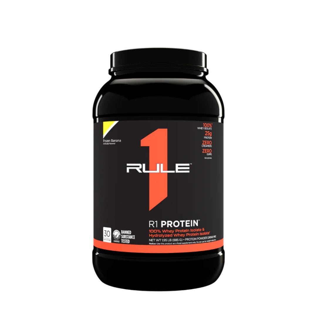 Rule1 Whey Protein Isolate (WPI) – premium low-carb protein powder for lean muscle and fast recovery, available at Nutrition Capital.