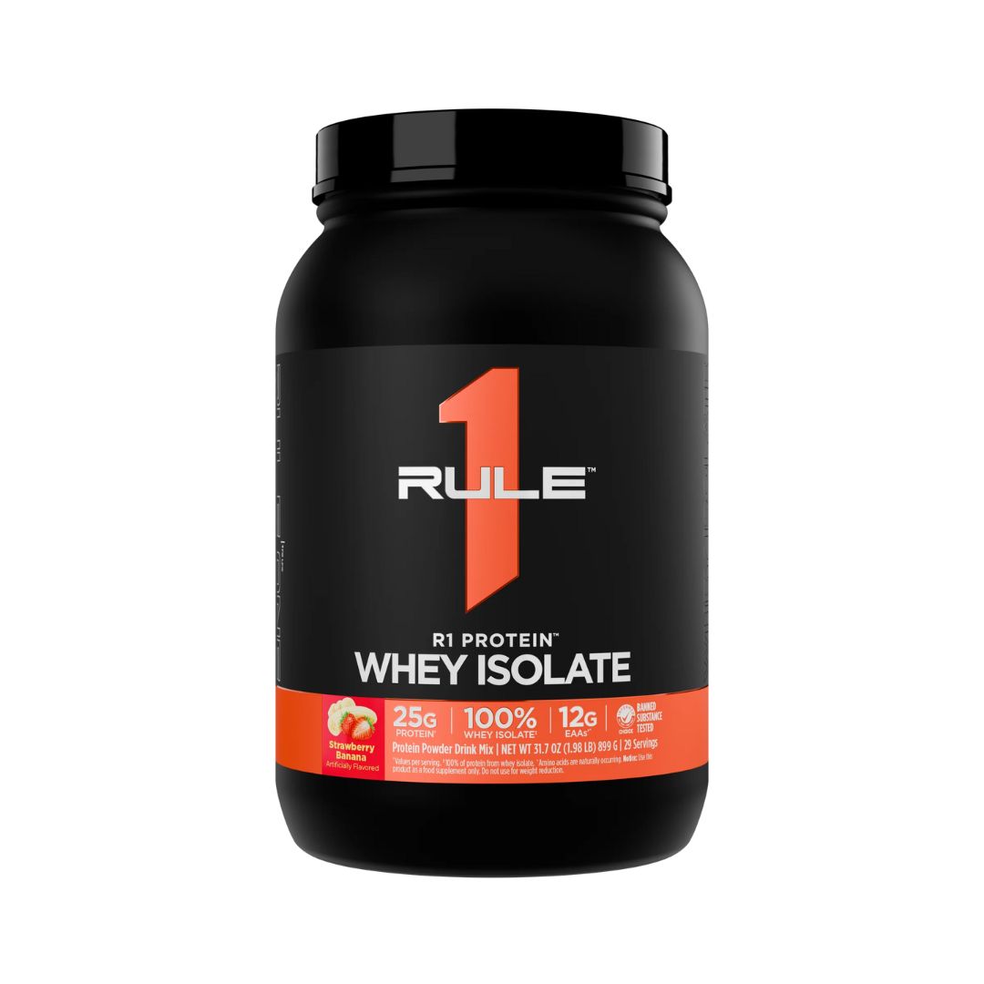 Rule1 Whey Protein Isolate (WPI) – premium low-carb protein powder for lean muscle and fast recovery, available at Nutrition Capital.