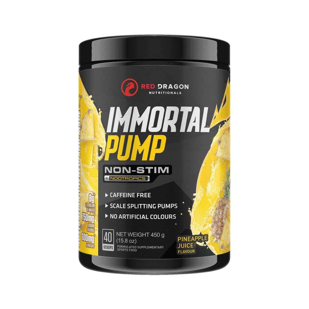 Immortal Pump non-stimulant pre-workout tub – caffeine-free muscle pump and focus supplement available at Nutrition Capital Australia.