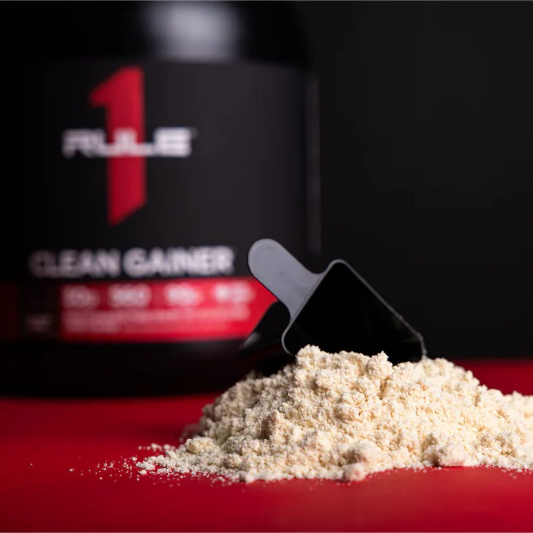 Rule 1 Clean Gainer protein powder – premium lean mass gainer supplement with 30g protein and 560 calories per serve from Nutrition Capital Australia