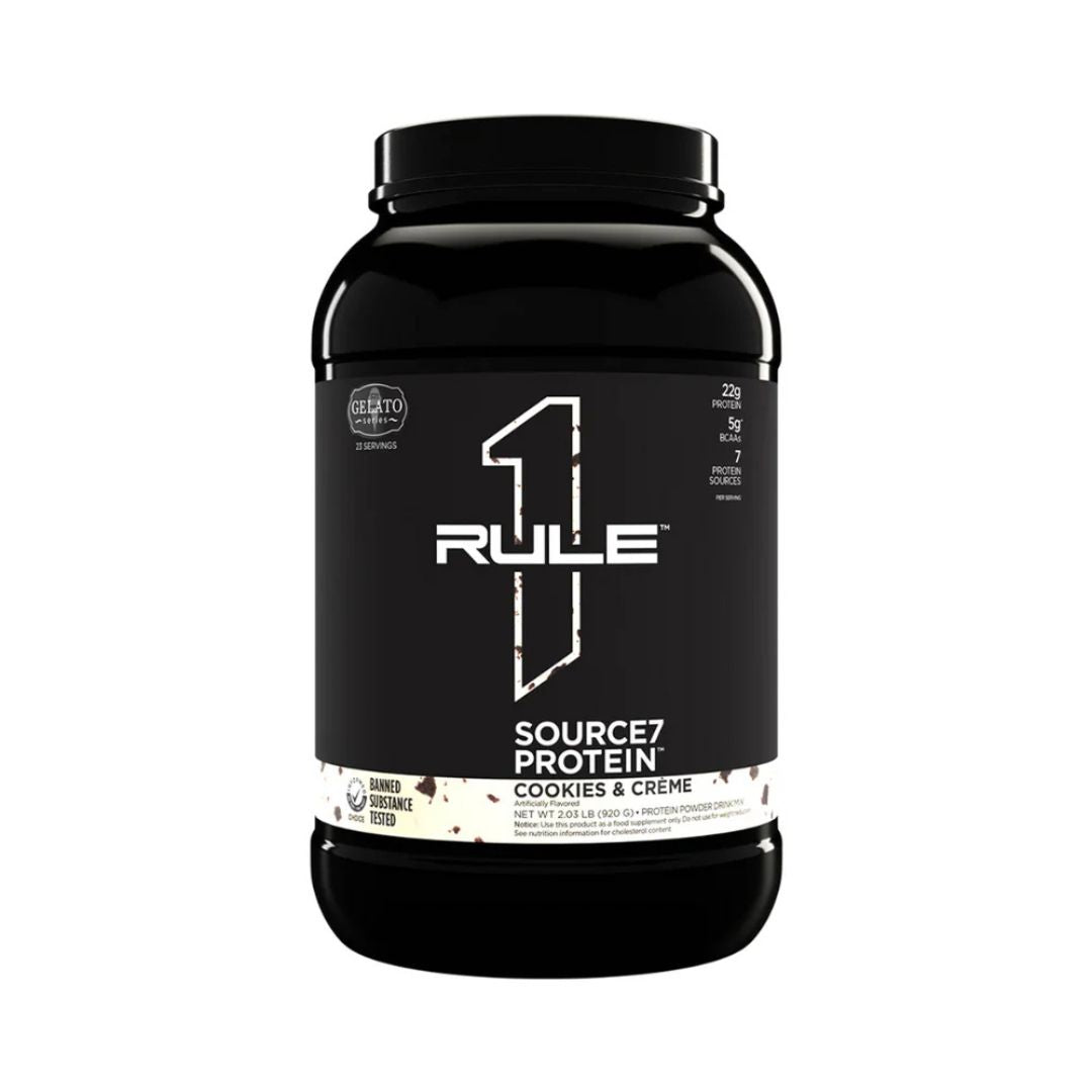 Rule 1 Source7 Protein tub – premium 7-source protein powder for muscle recovery and sustained amino acid support”