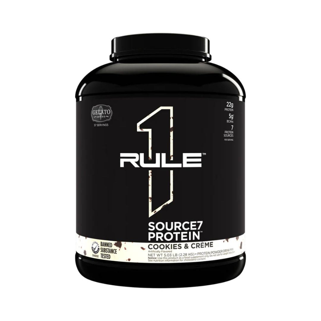 Rule 1 Source7 Protein tub – premium 7-source protein powder for muscle recovery and sustained amino acid support”