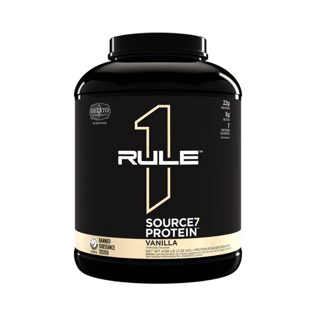Rule 1 Source7 Protein tub – premium 7-source protein powder for muscle recovery and sustained amino acid support”