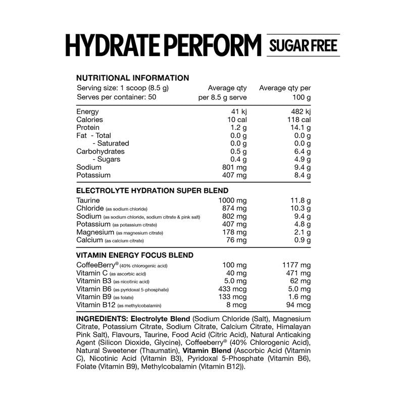 Switch Nutrition Hydrate Perform Sugar Free - Nutrition Capital