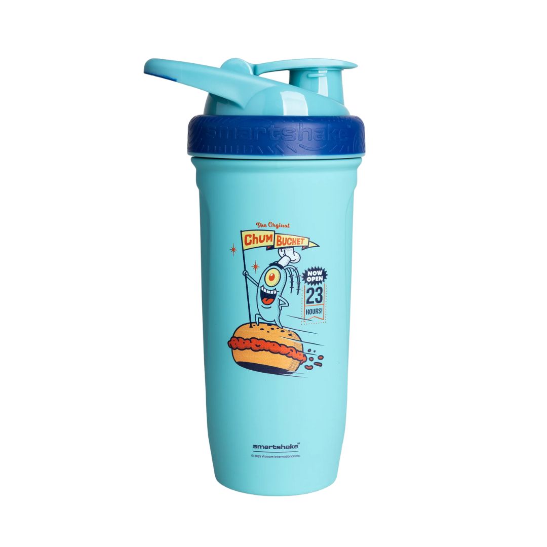 Smartshake SpongeBob Steel Protein Shaker Bottle – durable leak-proof gym shaker available at Nutrition Capital Australia